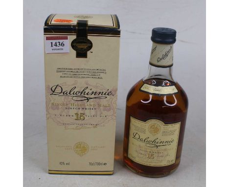 Dalwhinnie 15 year old single Highland malt Scotch whisky, 70cl, 43%, one bottle in carton