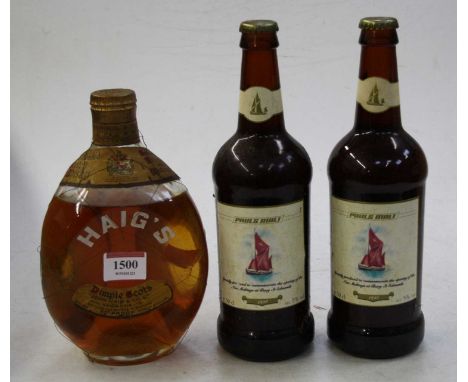 Haig's Dimple blended Scotch Whisky, 70º proof, one bottle; and Paul's Malt commemorative ale, 1998, two bottles (3)