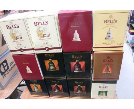 A collection of twelve Bell's Scotch whisky commemorative Christmas decanters, each 70cl, 40%, in cartons 