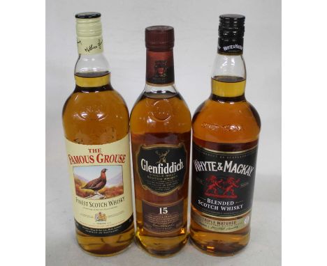 Glenfiddich 15 year old single malt Scotch whisky, 70cl, 40%, one bottle; Whyte &amp; Mackay triple mature blended Scotch whi