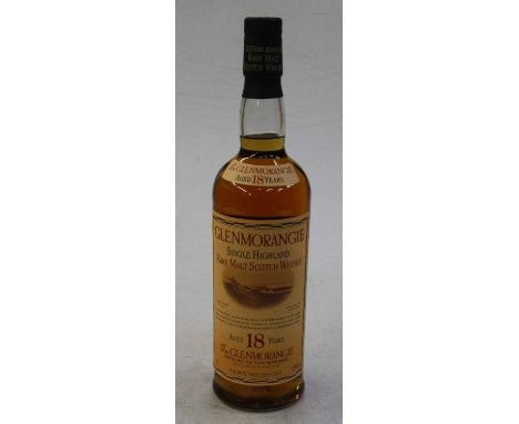 Glenmorangie aged 18 years single Highland rare malt Scotch whisky, 75cl, 43%, one bottle 