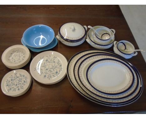 Quantity of Alfred Meakin tableware in the 'Tapestry' pattern and 'Bleu De Roi' pattern to incl graduated serving platters, t