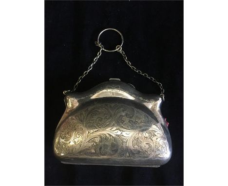 A Vintage silver plate ladies evening bag and a ladies evening bag