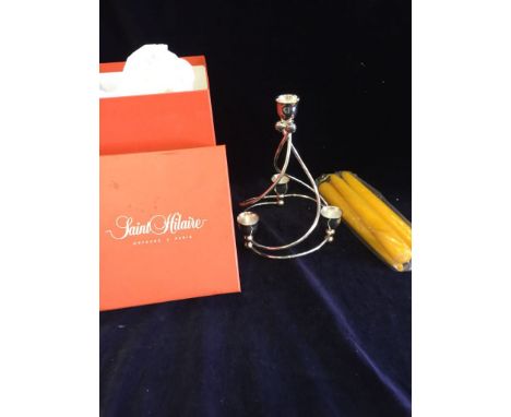 Saint Hilare boxed and unused candlestick and candles