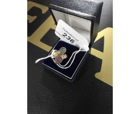 14 CT GOLD TOPAZ & AMETHYST RING