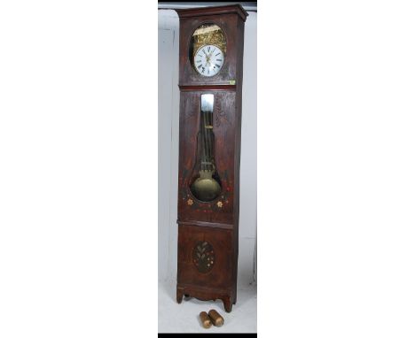 A 19th French provincial painted pine cased Comtoise longcase clock, the dial marked for Bolain A Loheac. The movement having