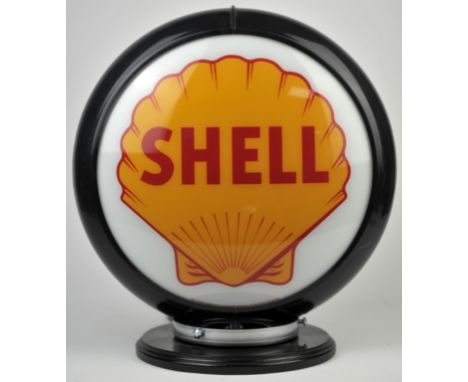 Large Shell Petrol Pump Globe - Reproduction light up Shell sign, (44cm Wide, 46cm High). Please note that buyers premium on 