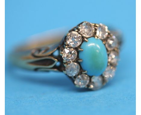 An Antique turquoise and diamond ring.