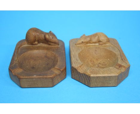 Two Robert Mouseman Thompson of Kilburn ashtrays.