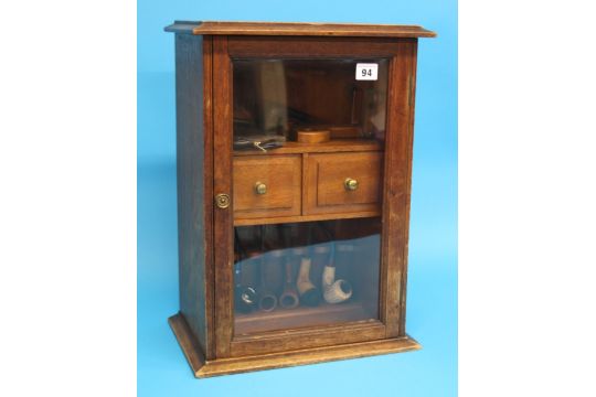 A Wall Mounted Pipe Display Cabinet A Mahogany Pipe Tobacco