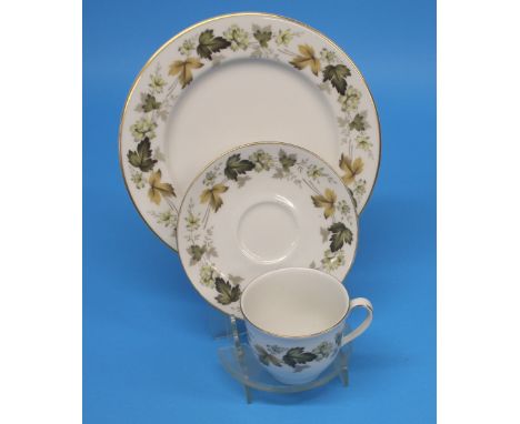 A Royal Doulton Larchment dinner service, comprising 18 dinner plates, 12 dessert plates, 13 side plates, 18 tea plates, 2 tu