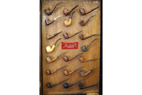 A Wall Mounted Pipe Display Cabinet A Mahogany Pipe Tobacco