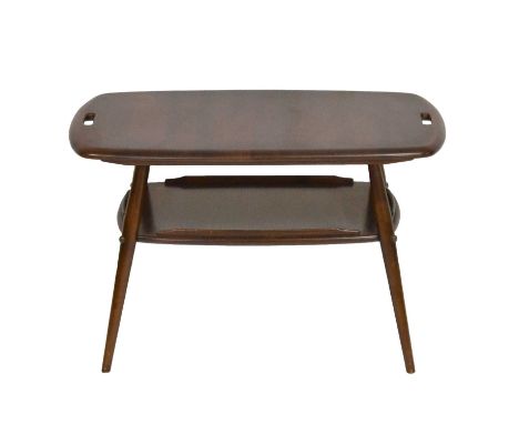 Small Ercol coffee table, dark elm, width 72cm, depth 42cm, height 46cm.Condition report:Joints are sound, faint ring mark to