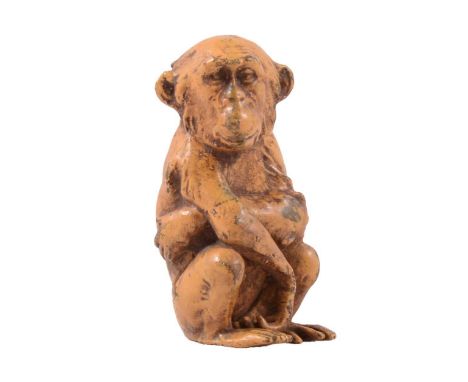 Bergman cold painted bronze model of a seated monkey, vase mark, 5.5cm.