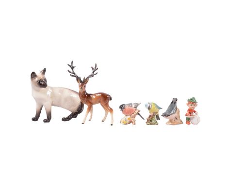 Collection of ceramic birds and animals, including Beswick pottery and Coalport china.Qty: 1 box