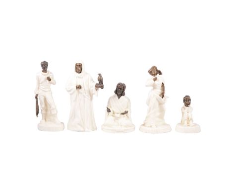 Five Minton china and bronze figures, The Sage MS 25, The Sheikh MS 3, Sea Breezes MS 4, The Fisherman MS 13 and Spellbound M