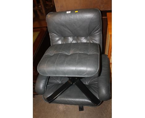 A UNICO DANISH MADE LEATHER LOUNGE CHAIR AND MATCHING STOOL 
