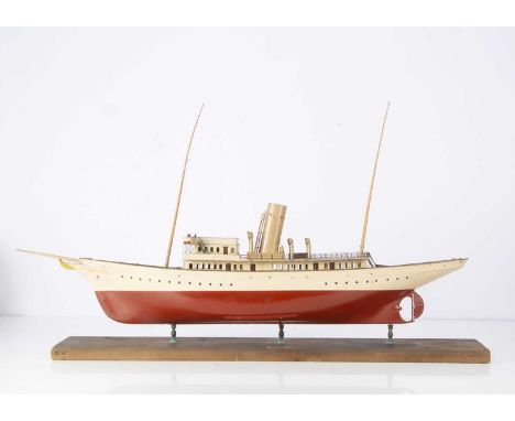 An early 20th Century working model of a Single-Funnel Steam Yacht, commercially-made or made to commission to a high standar