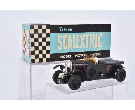 Uncommon Tri-ang Scalextric  Vintage Car Racing C64 black Bentley Racing Car, with instructions in original box, VG-E, appear