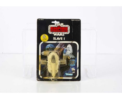 Vintage Star Wars ESB Kenner Series 3 Diecast Slave 1, on punched 11 back card, vehicle E, bubble F-G, discoloured, a few din