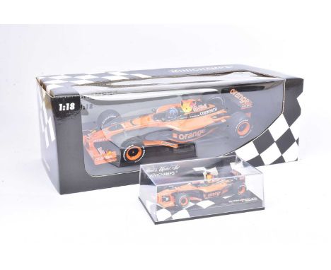 Minchamps 1:18 Scale Orange Arrows and 1:43 Scale Example, boxed 1:18 scale limited edition100 020070 Orange Arrows Showcar 2