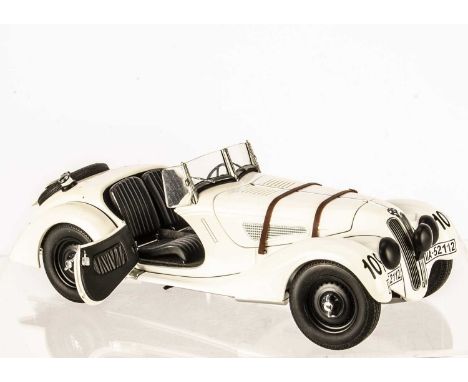 AutoArt 1:18 BMW 328 Roadster Mille Miglia 1938, 83845, in original box, VG-E, would benefit from cleaning, dusty from displa