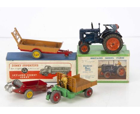 Britains &amp; Dinky Toy Farm Vehicles, Britains No.128F Fordson Major Tractor, with driver, Dinky Supertoys 531 Leyland Come