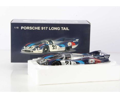 Autoart 1:18 Scale Porsche 917K Long Tail, boxed, 87171 Porsche 917L Le Mans 1971 V Elford/G Larousse Martini Team no 21, VG-