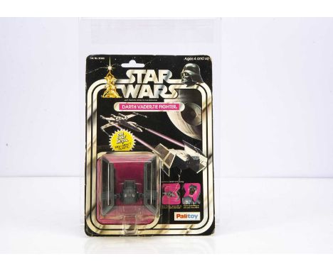 Vintage Star Wars Palitoy Series 1 Diecast Darth Vader Tie Fighter, on punched 12 back card, vehicle E, bubble G but opened f