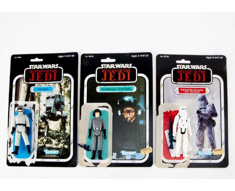Vintage Star Wars Imperial Action Figures, AT-ST Driver, Star Destroyer Commander, Hoth Stormtrooper, with original weapons, 