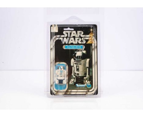 Vintage Star Wars Kenner 12 Back Artoo-Detoo (R2-D2) Action Figure, on punched 12C back card, figure E, bubble VG-E, light sc