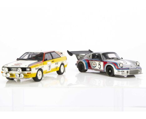 AutoArt 1:18 Racing Cars, 88402 Audi Rallye Quattro Rally 1984, 87474 Porsche 911 Carrera RSR Turbo 2.1, in original boxes, V