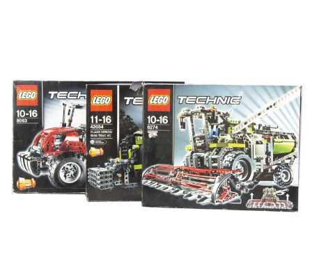 Two Lego Technic Tractors and A Combine Harvester (3), all boxed, 8063, 2 in 1, tractor with trailer, with two instruction ma