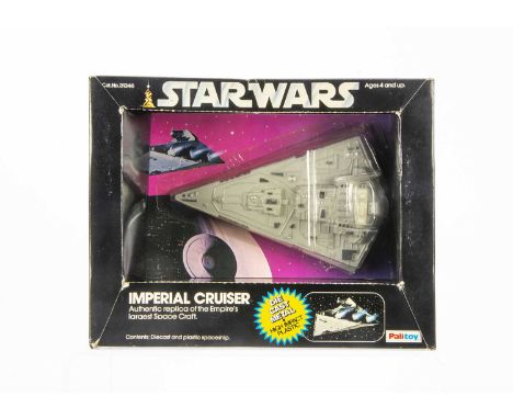 Vintage Star Wars Palitoy Series 2 Diecast Imperial Cruiser, in 7 back box, vehicle G-VG, slight discolouration to plastic co