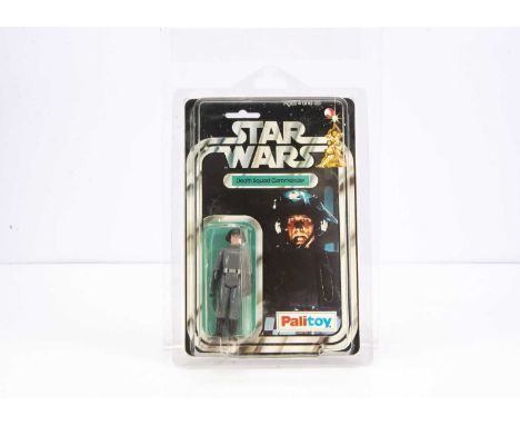 Vintage Star Wars Palitoy 12 Back Death Squad Commander Action Figure, on punched 12B back card, figure VG, bubble F, cut ope