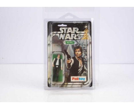 Vintage Star Wars Palitoy 12 Back Han Solo (Small Head) Action Figure, on punched 12A back card, figure VG-E, some paint/mark