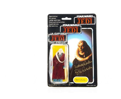 Vintage Star Wars ROTJ Bib Fortuna Action Figure, signed by Michael Carter in gold pen, the figure itself has been removed fr