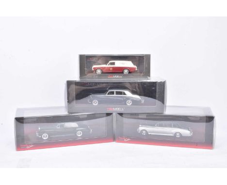 Tru Scale Miniatures Rolls Royce (4), all boxed and cased, 1:43 scale, TSM 124366 1979 Silver Shadow Krug Delivery truck, in 