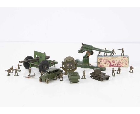 Military Diecast, including early post-war Dinky Toys 152b Reconnaissance Car, pre-war 162a Light Dragon Tractor, 152a Light 