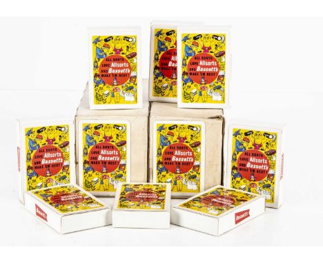 1960s Bassett's Liquorice Allsorts Playing Cards, 32 packs, sealed in original boxes with outer card trade boxes, E, trade bo