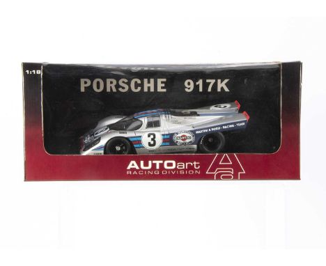 Autoart 1:18 Scale Porsche 917K,  boxed 80034 Porsche 917K No 3 in silver livery, VG-E, box VG