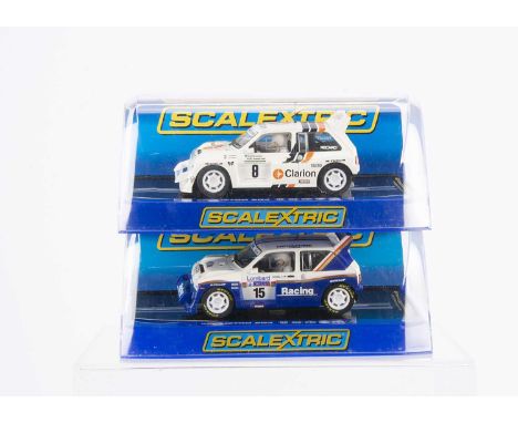 Modern Scalextric MG Metro 6R4 Slot Cars, C3408 MG Metro 6R4 No.15 Jimmy McRae, C3306 MG Metro 6R4, in original boxes, E, box