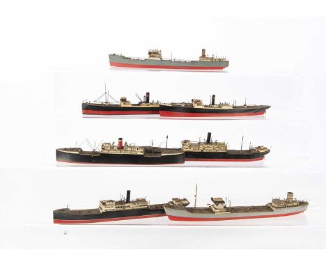 1:600 Waterline Ship Model Cargo Vessels,  probably made by merchant seaman on board ship, Clan McPhee, Thorsheimer, Burma, B
