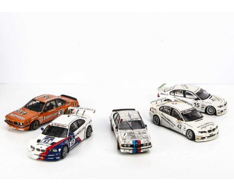 AutoArt 1:18 BMW Touring Cars, M3 GTR, 6 Series (2), differing racing liveries, 320i (2), differing racing liveries, G-VG, a 