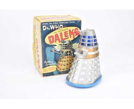 A Marx 1964 issue battery operated Dr Who silver Dalek,  in original box, G, not tested, replacement gun blaster and plunger,