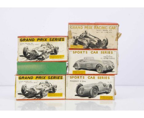 SMEC Scale Model Grand Prix and Racing Car Kits,  six boxed kits, by the Scale Model Equipment Co Ltd Steyning  Sussex, Sport