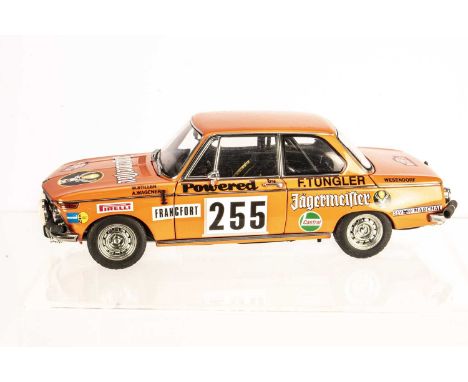 AutoArt 1:18 BMW 2002 Rally Monte Carlo 1973, 87345, in original box, VG-E, would benefit from cleaning, dusty from display, 
