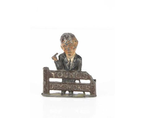 Pixyland Kew rare pre WW2 lead advertising figure 'Young's Dry Smoker', 75mm high figure, missing straw hat from right corner
