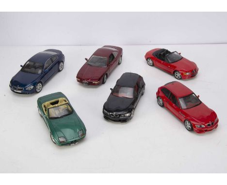 1:18 Modern BMW's, Minichamps BMW Z1 1991, UT Models BMW M Coupe (2), BMW Z3, Kyosho BMW 6 Series, Revell BMW 850i, G-VG, a f