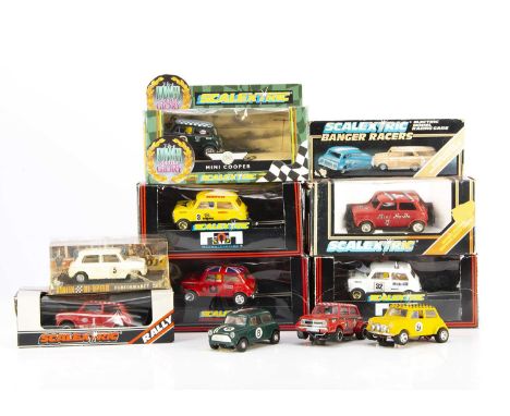 Scalextric Slot Racing Minis, C.478 Mini Cooper Mobil, C.398 Mini (Red), C.417 Mini Cooper Pirelli, C.099 Mini Cooper (Green)